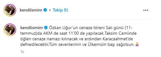 Özkan Uğur cenaze töreni ne zaman, saat kaçta? Özkan Uğur'un cenaze töreni nerede yapılacak?