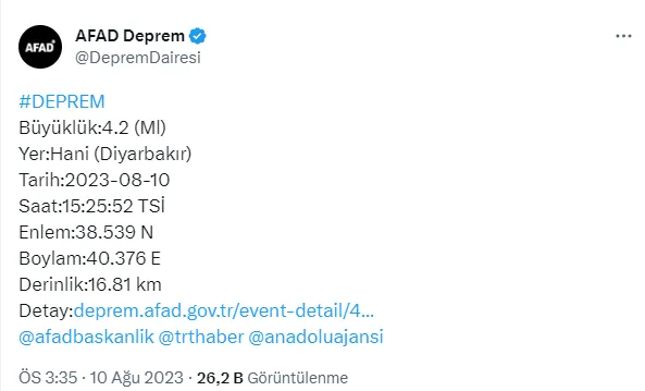 Mardin deprem mi oldu? Midyat deprem şiddeti ne? Az önce Mardin'de kaç büyüklüğünde deprem oldu?