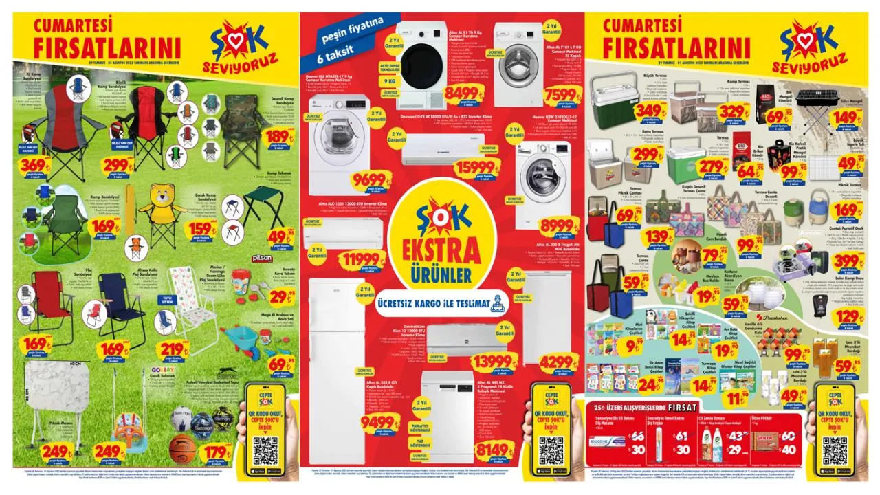 ŞOK 29 Temmuz Cumartesi kataloğu belli oldu! Kamp sandalyesi, klima, termos çanta, kamp lamba...