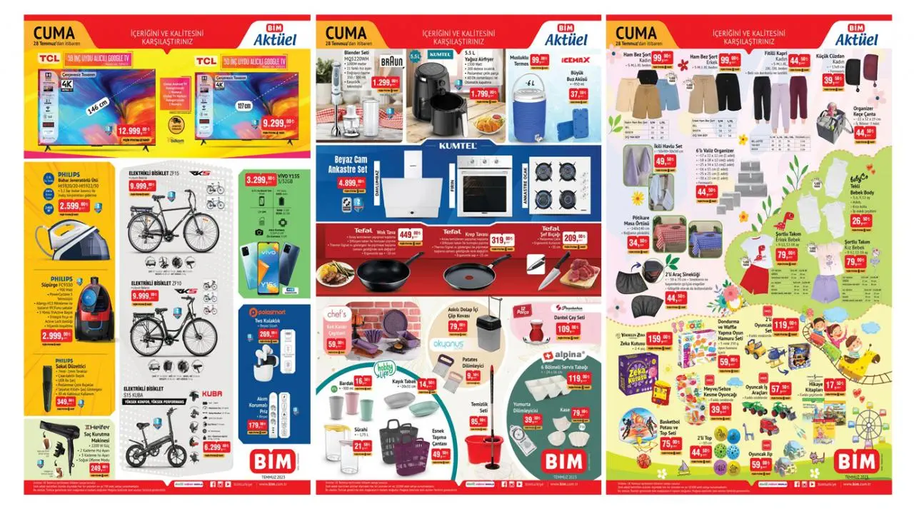 BİM Aktüel 28 Temmuz Cuma Kataloğu! Elektrikli bisiklet, airfryer, ankastre set, şort çeşitle...