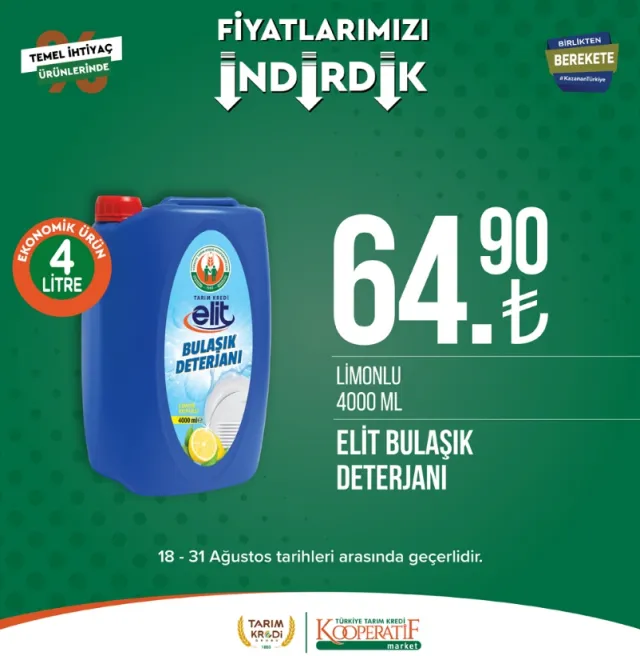 Tarım Kredi Market Kataloğu 18-31 Ağustos 2023: Tereyağ, peynir, bakliyat, çay ve pek çok üründe indirim var mı?