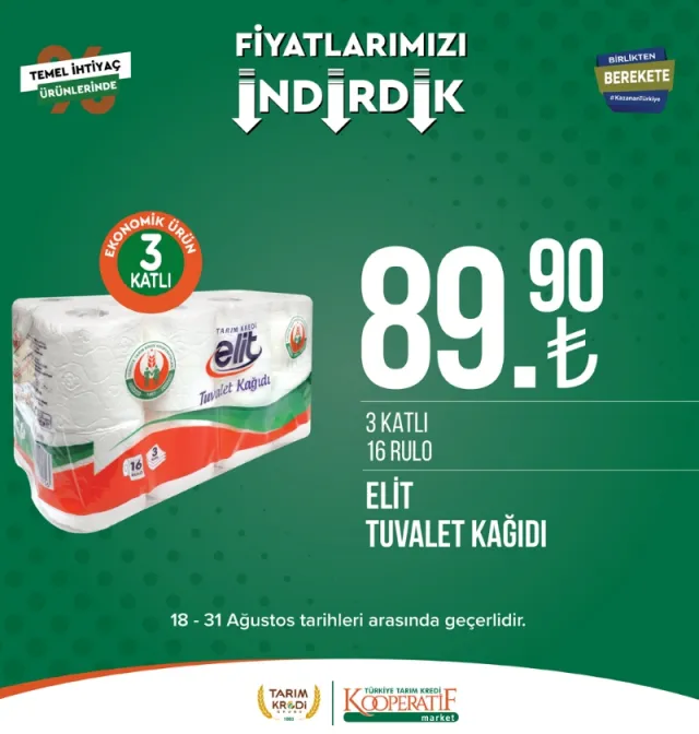 Tarım Kredi Market Kataloğu 18-31 Ağustos 2023: Tereyağ, peynir, bakliyat, çay ve pek çok üründe indirim var mı?