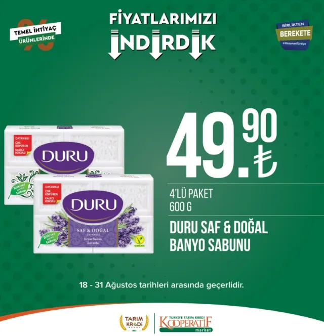 Tarım Kredi Market Kataloğu 18-31 Ağustos 2023: Tereyağ, peynir, bakliyat, çay ve pek çok üründe indirim var mı?
