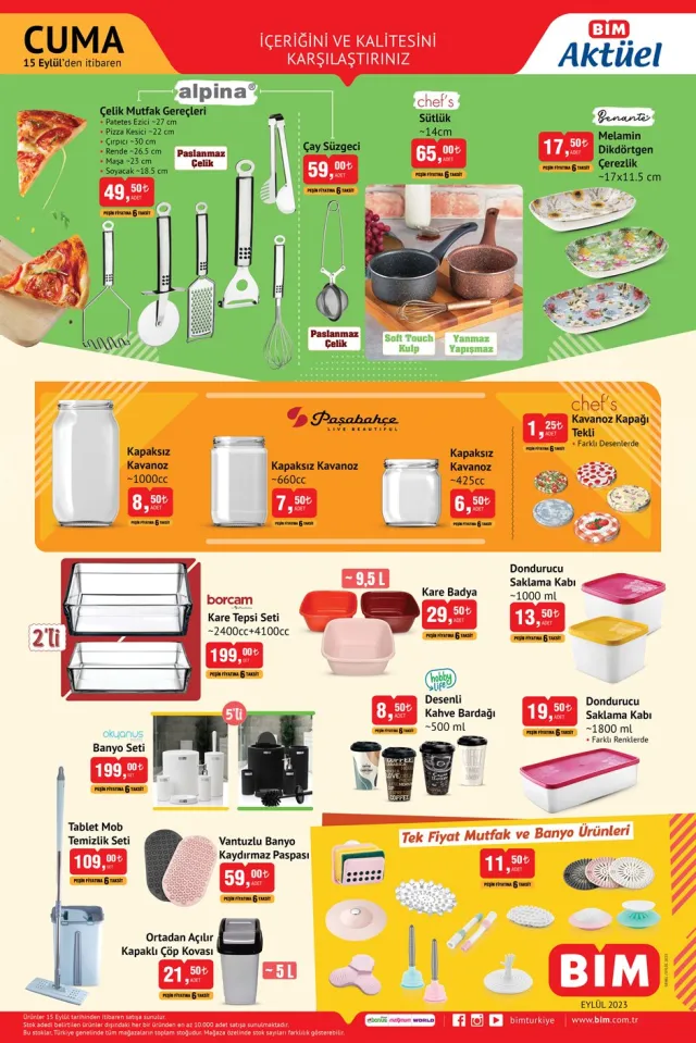 BİM 15 EYLÜL 2023 KATALOG | Bu Cuma BİM'de hangi ürünler var, neler var? 15 Eylül Cuma BİM aktüel ürünleri neler?