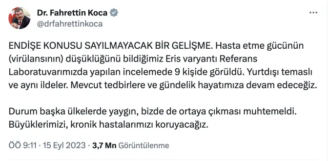 Eris varyantı Türkiye'de var mı? Eris virüsü, varyantı nedir, belirtileri nelerdir?