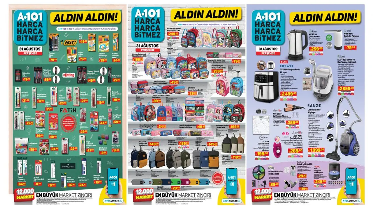A101, 1 Eylül 2023 kataloğunu açıkladı! Kırtasiye ürünleri, okul çantası, L koltuk, airfryer