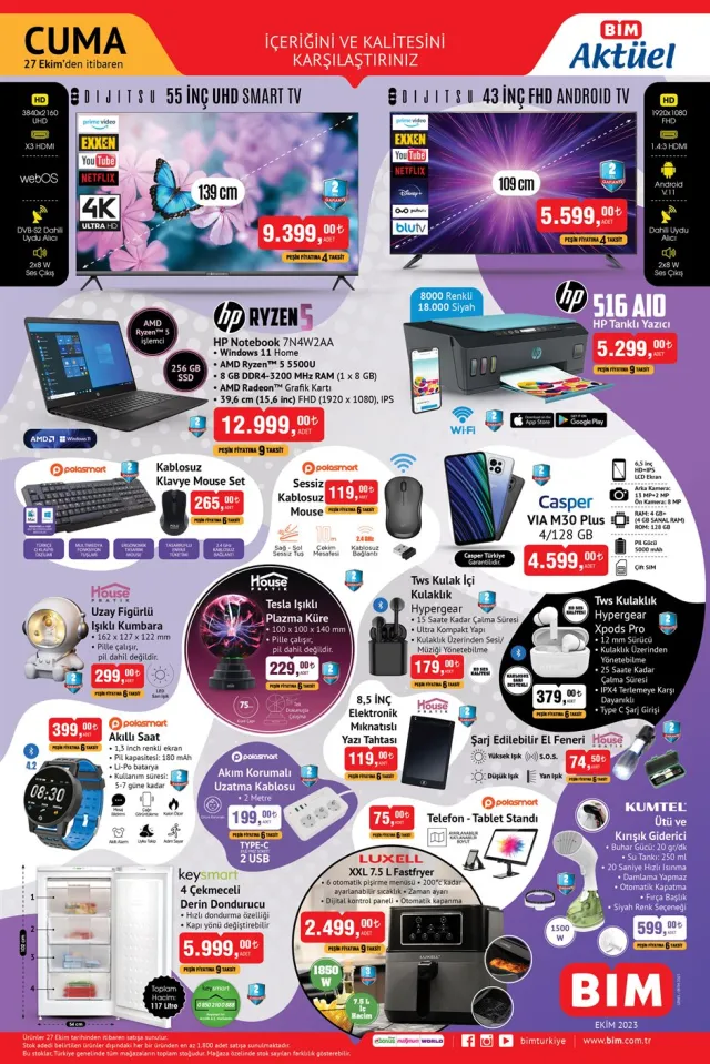 BİM Aktüel Ürünler Kataloğu 26 Ekim: Isıtıcı, Televizyon, Bilgisayar ve Daha Fazlası