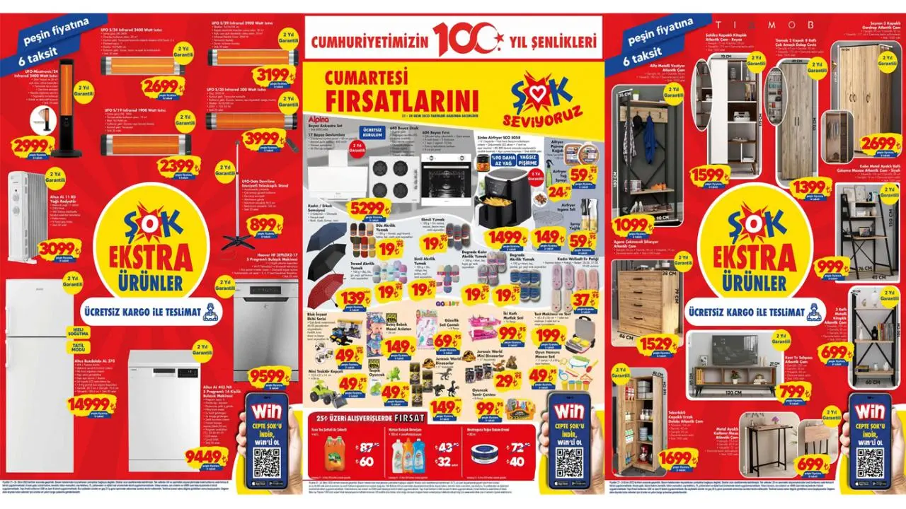 ŞOK 21 Ekim 2023 aktüel kataloğu yayınlandı! UFO ısıtıcı, ankastre set, airfryer ızgara teli,...