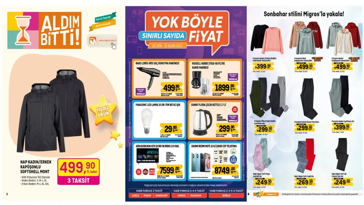 MİGROS aktüel 30 Ekim 2023 kataloğu yayınlandı! Softshell mont, sweatshirt, infrared ısıtıcı
