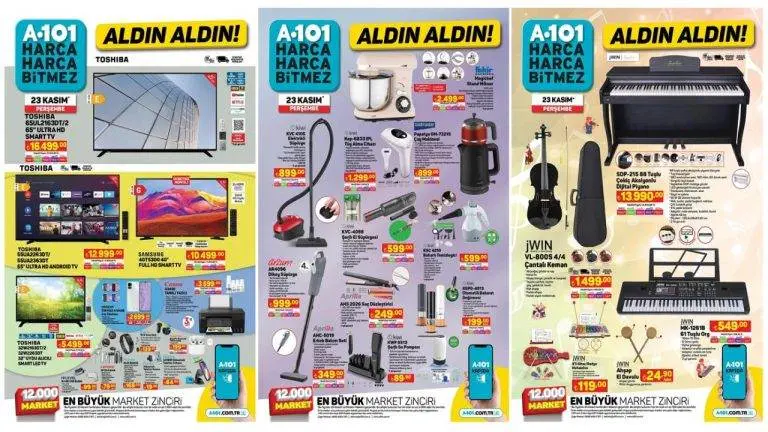 A101 Aktüel 23 Kasım 2023 Kataloğu Yayınlandı! Stand mikser, şarjlı el süpürgesi, L koltuk, k...