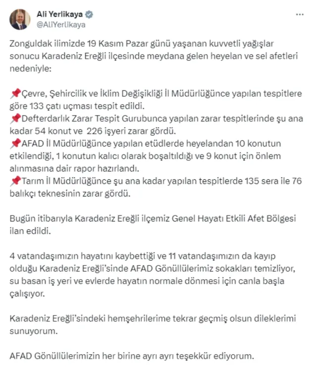 Ereğli afet bölgesi mi ilan edildi? Zonguldak Ereğli neden afet bölgesi ilan edildi?