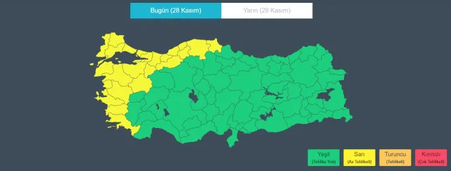 SARI KODLU İLLER 28 KASIM 2023 || 28 Kasım Okullar hangi illerde tatil? Sarı kodlu illerde okullar tatil mi?