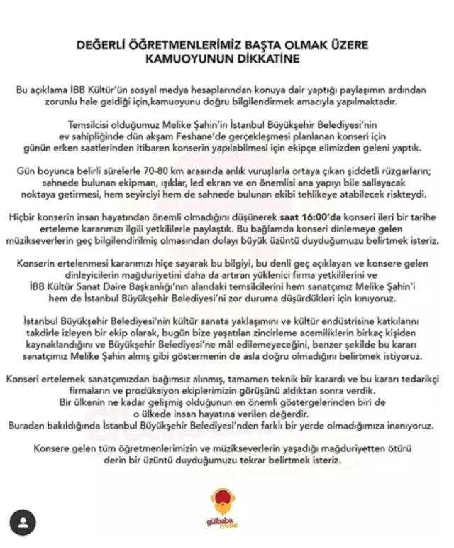Melike Şahin ne dedi? İBB'ye iptal edilen konser hakkında ne söyledi?