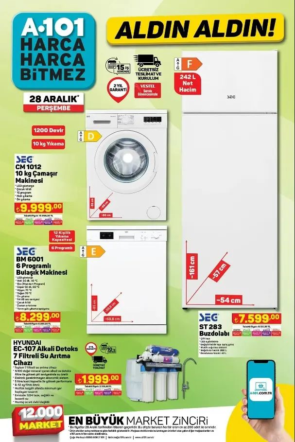 A101 aktüel ürünler kataloğu yayınlandı! 28-29 Aralık A101 bu hafta katalog ürünleri neler? A101'e gelecek ürünler ve A101 fiyat listesi!