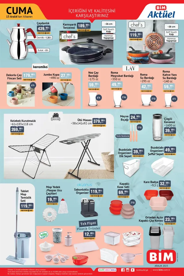 BİM AKTÜEL ÜRÜNLER: 15 Aralık Bim'e gelecek olan ürünler neler? Bu hafta Bim'e hangi ürünler gelecek?
