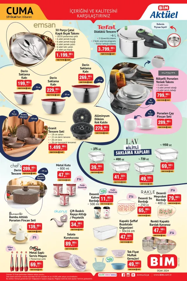 BİM AKTÜEL ÜRÜNLER KATALOĞU | 19 Ocak Bugün, bu hafta Bim'e hangi ürünler gelecek? Bim aktüel ürünlerde neler var?