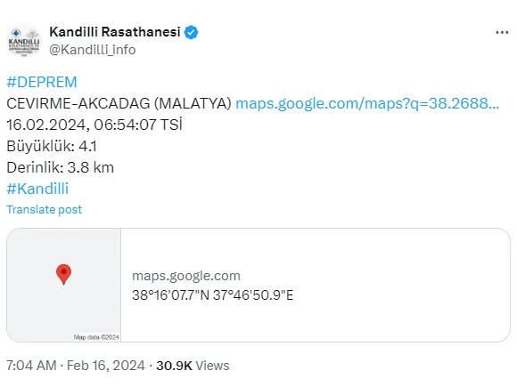 DEPREM Mİ OLDU? Malatya'da deprem mi oldu? Deprem kaç büyüklüğünde oldu, hissedildi mi?