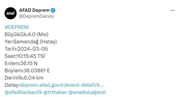 DEPREM Mİ OLDU? SON DAKİKA! Hatay'da kaç büyüklüğünde deprem oldu?