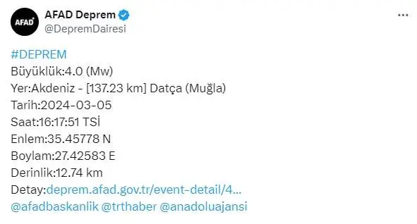 DEPREM Mİ OLDU? SON DAKİKA! Muğla'da kaç büyüklüğünde deprem oldu?