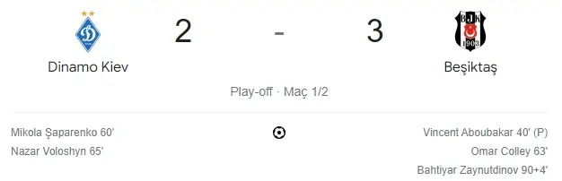 Dinamo Kiev Beşiktaş maçı kaç kaç, bitti mi? MAÇ SKORU! Dinamo Kiev BJK maçı kaç kaç, canlı maç skoru! Canlı maç anlatımı!