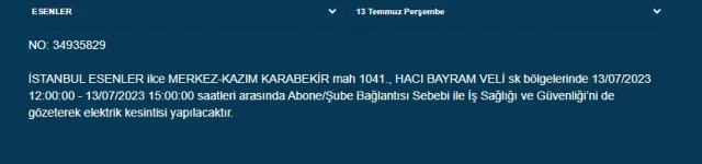 Esenler elektrik kesintisi ne zaman bitecek? Son dakika! 13 Temmuz Esenler elektrik ne zaman gelecek?