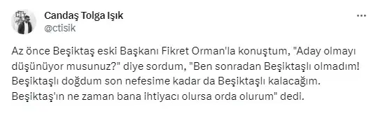 Fikret Orman Beşiktaş başkanlığına aday olacak mı?