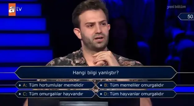 (Hangi bilgi yanlıştır?...) Kim Milyoner Olmak İster 27 Temmuz Sorusu Cevabı Nedir? 50 Bin TL'lik soru ve cevabı ne?