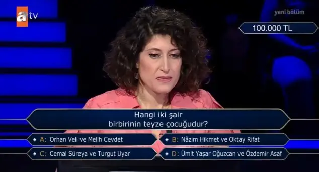 Hangi iki şair birbirinin teyze çocuğudur?... Kim Milyoner Olmak İster 24 Ağustos Sorusu Cevabı Nedir? 100 Bin TL'lik soru ve cevabı ne?