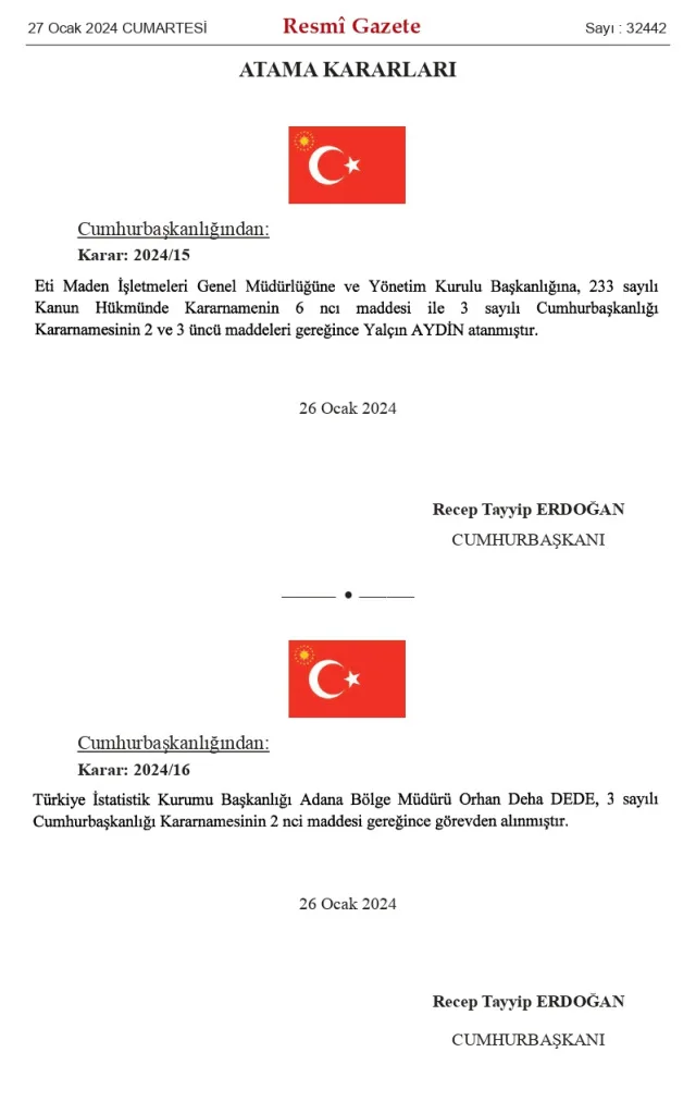 Kaymakamlar Kararnamesi yayınlandı! 27 Ocak 2024 hangi kaymakam nereye atandı?