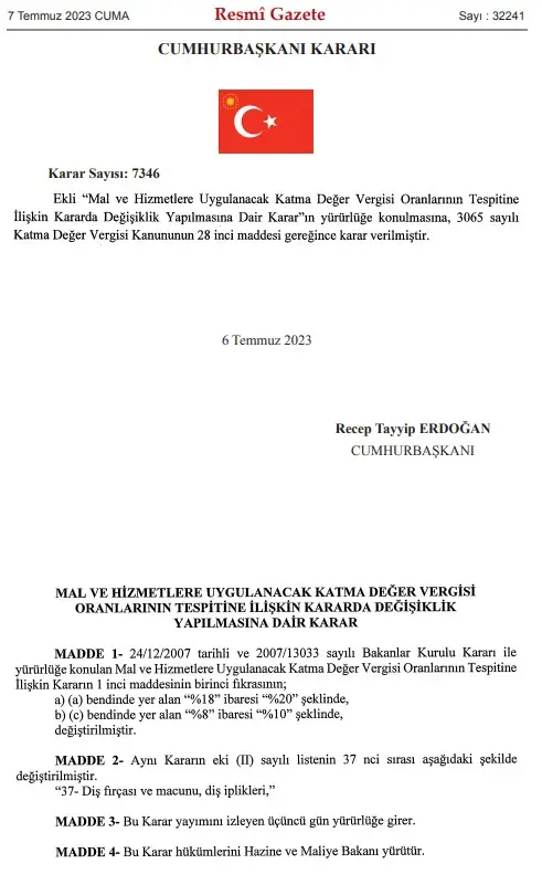 KDV arttı mı, yüzde kaç yükseldi? KDV oranları değişikliği 2023 listesi!