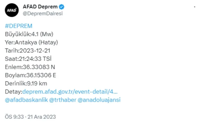 Kilis'te deprem mi oldu? SON DAKİKA! 21 Aralık AFAD ve Kandilli son depremler listesi!