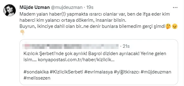 Müjde Uzman Kızılcık Şerbeti'nden ayrılıyor mu? Müjde Uzman diziden ayrıldı mı?