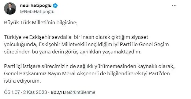 Nebi Hatipoğlu AK Parti'ye mi katıldı? İdris Nebi Hatipoğlu AK Parti milletvekili mi oldu, nereden milletvekili?