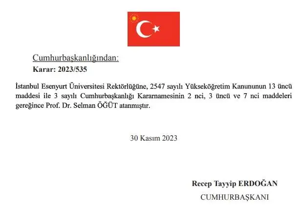 Rektör Selman Öğüt kimdir? İstanbul Esenyurt Üniversitesi'nin yeni rektörü kim oldu?