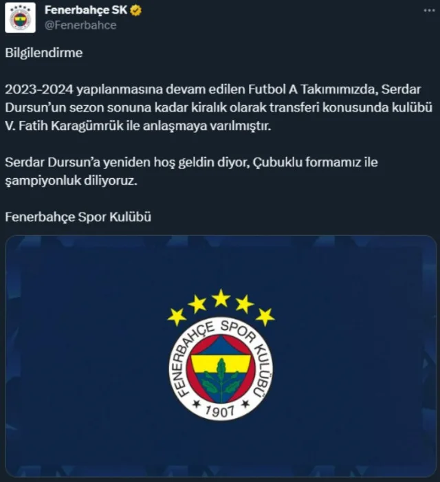 Serdar Dursun Fenerbahçe'ye geri mi döndü? Serdar Dursun kiralandı mı, bonservisi alındı mı?