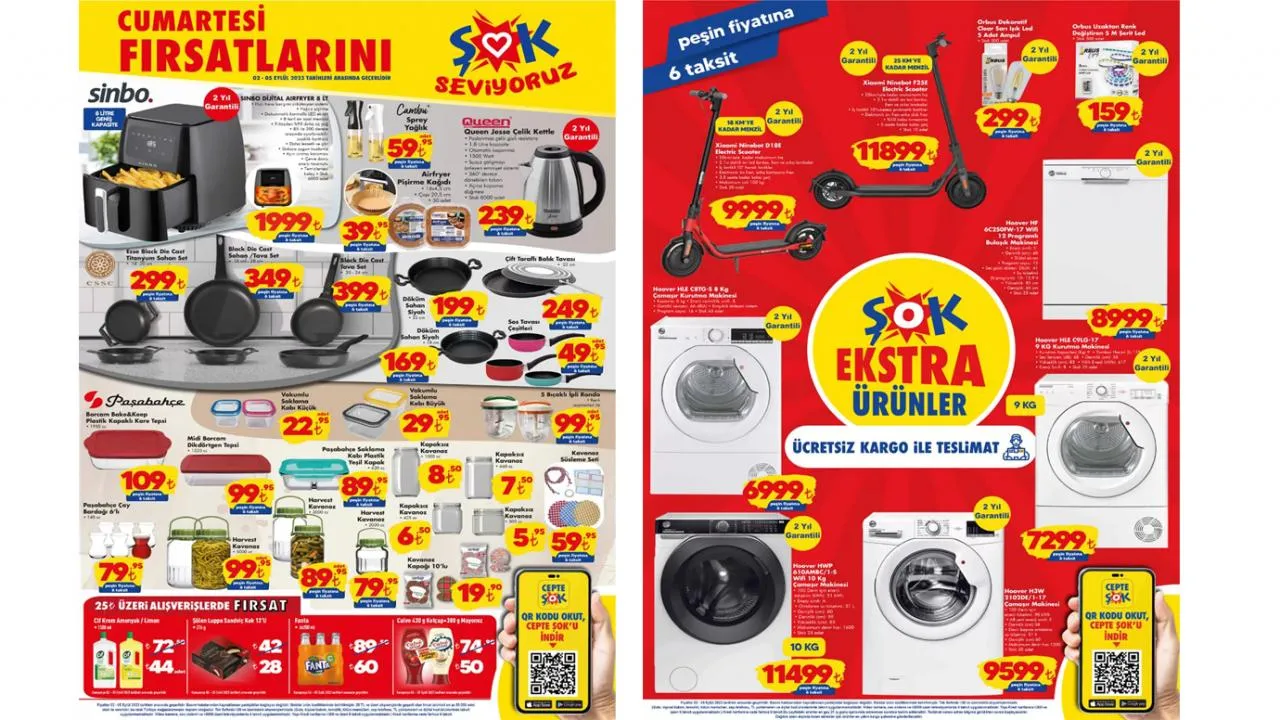 ŞOK aktüel 2 Eylül 2023 kataloğu yayınlandı! Xiaomi scooter, 8 litre airfryer, RGB led şerit....