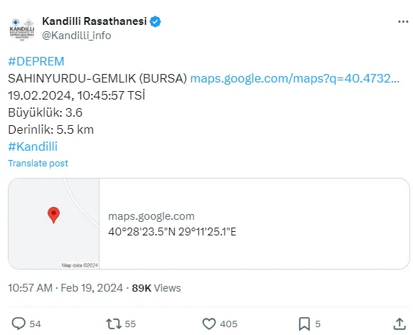 SON DAKİKA: BURSA'DA DEPREM Mİ OLDU? Deprem mi oldu, hissedildi mi?