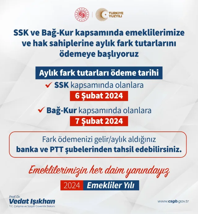 SSK ve Bağ-Kur emeklilerinin fark ödemeleri ne zaman yapılacak?