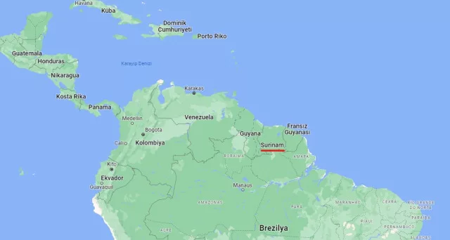 Surinam hangi yarım kürede? Surinam'in konumu ve harita bilgisi
