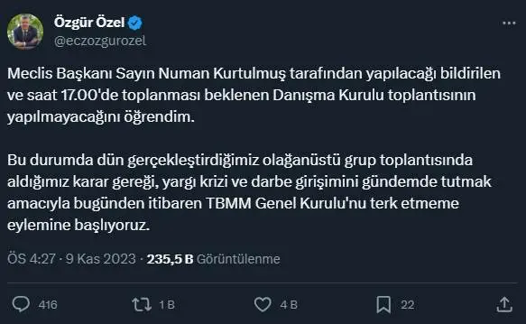 TBMM Danışma Kurulu toplandı mı? Meclis Danışma Kurulu toplantısı başladı mı?
