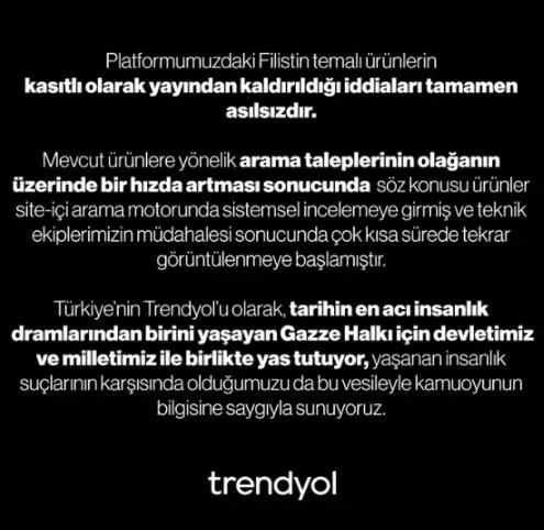 Trendyol, Filistin ürünlerini kaldırdı mı?