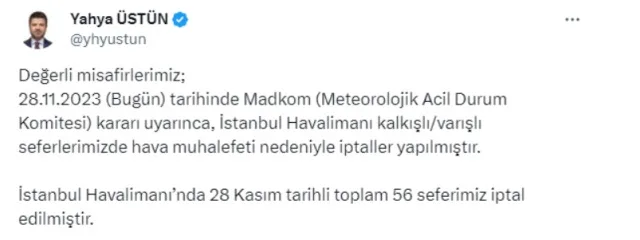 Uçuşlar iptal mi? THY seferleri iptal mi etti? THY iptal edilen uçuşlar!
