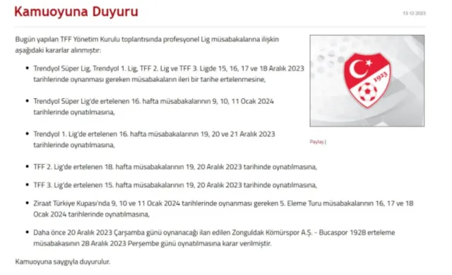 ZTK maçları ertelendi mi, ne zaman oynanacak? Ziraat Türkiye Kupası 5. tur maç tarihleri!